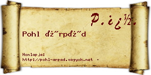 Pohl Árpád névjegykártya